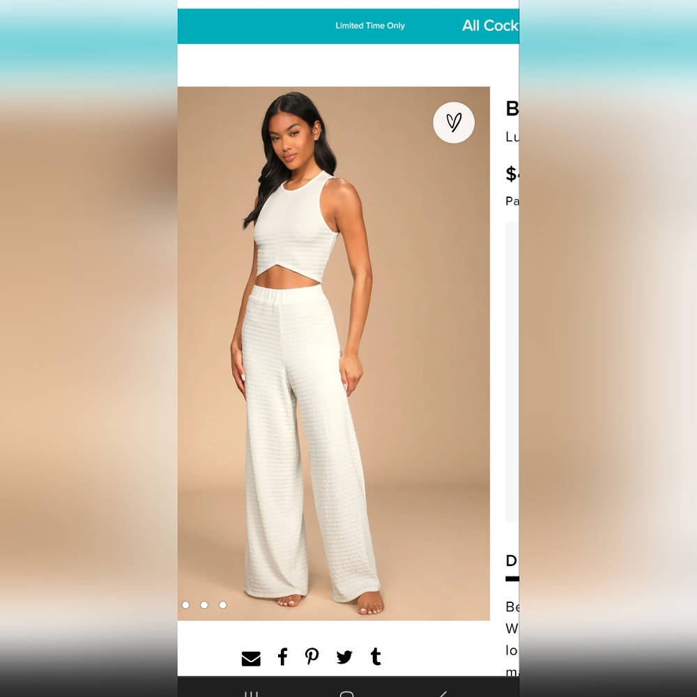 Lulu's blissful beginnings tank and pant